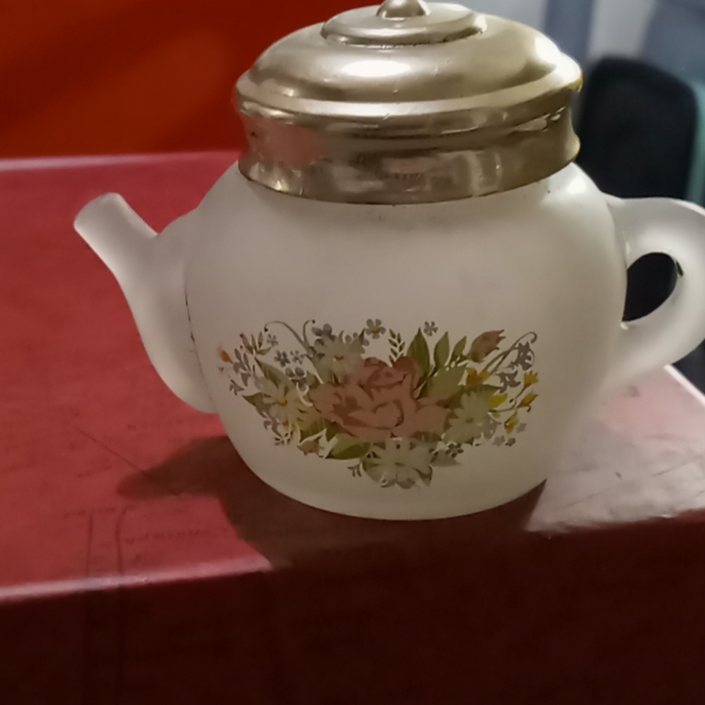 Avon Frosted glass tea pot by Avon